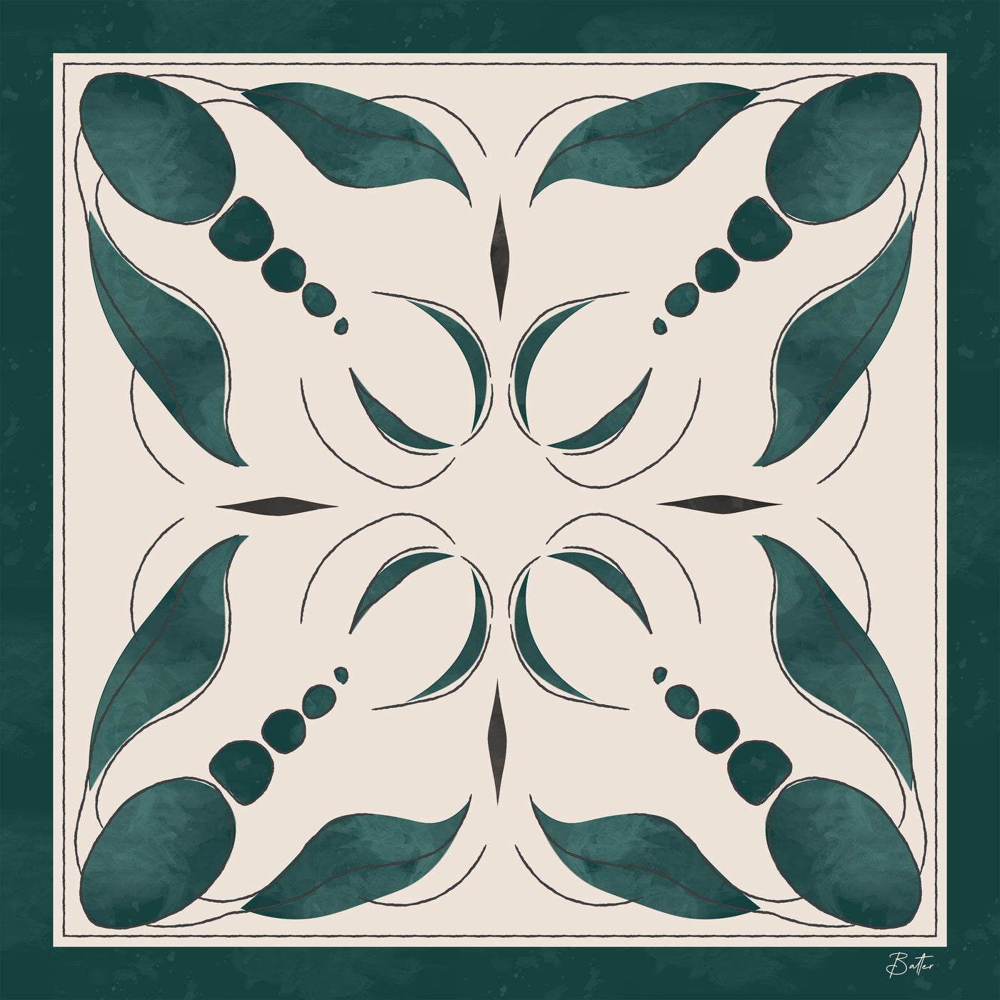 Wimbledon Silk Scarf – 90×90 cm silk twill scarf by Baltér Warsaw, limited edition of 50