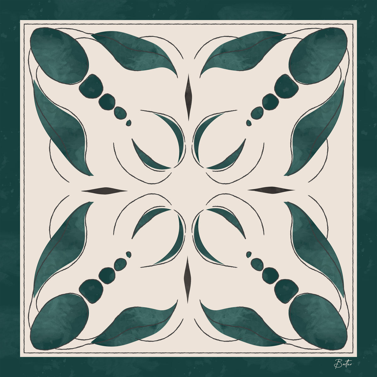 Wimbledon Silk Scarf – 90×90 cm silk twill scarf by Baltér Warsaw, limited edition of 50