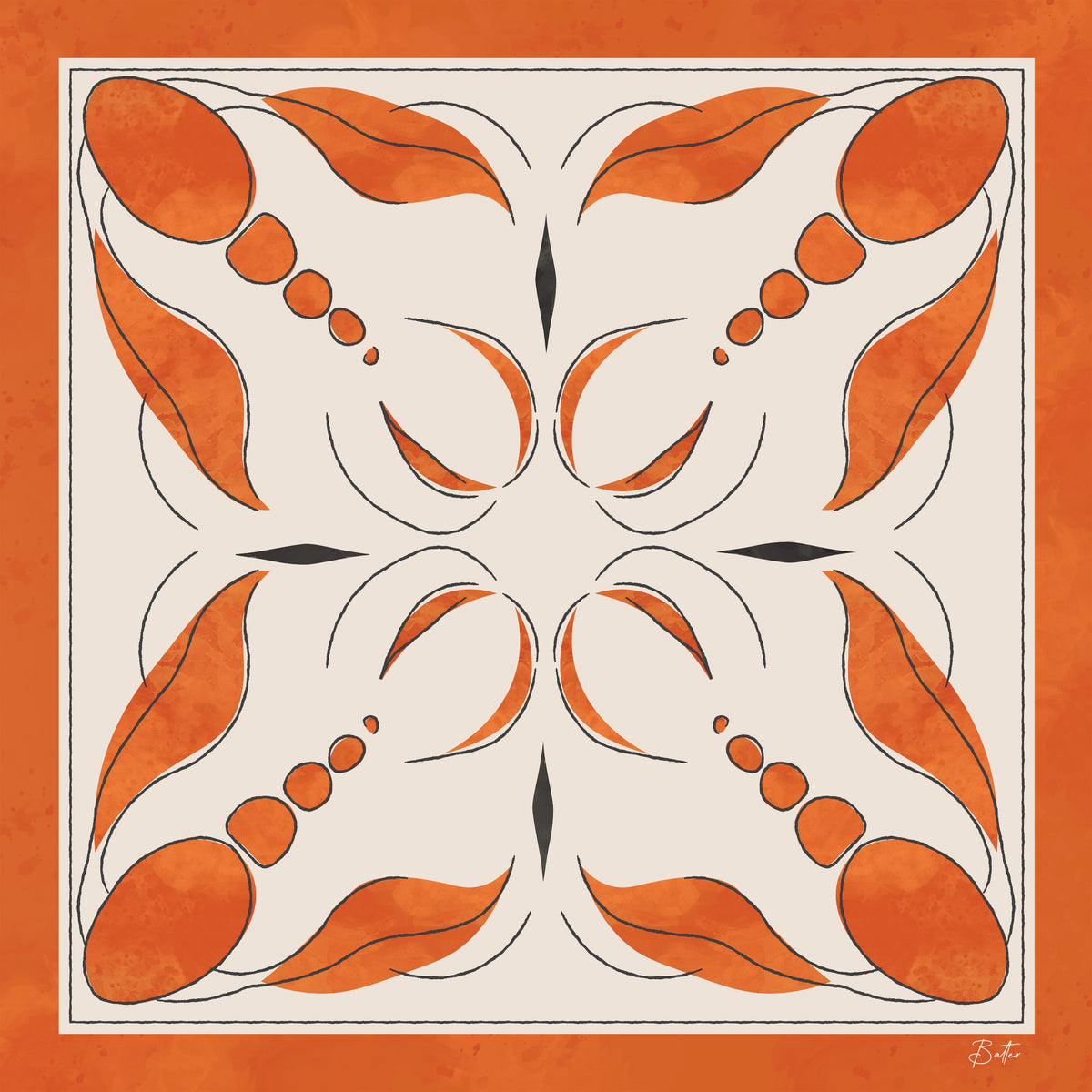 Wimbledon Silk Scarf – flat lay showing both Grace Orange and Grace Green variants